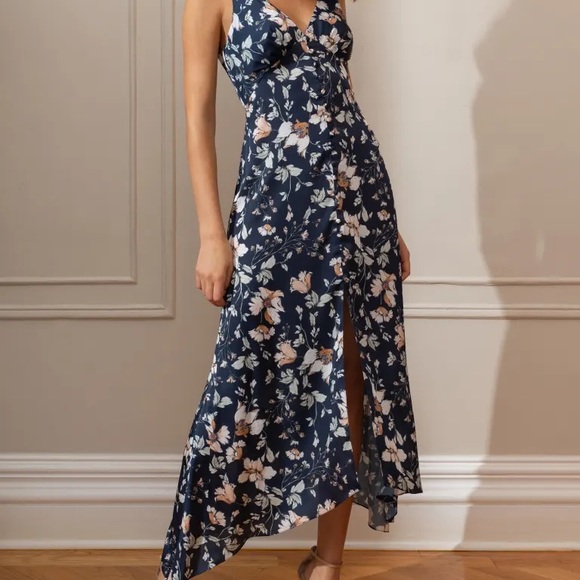 Jenny Yoo Ana Navy Multi Floral Bridesmaid Dress - Picture 1 of 6